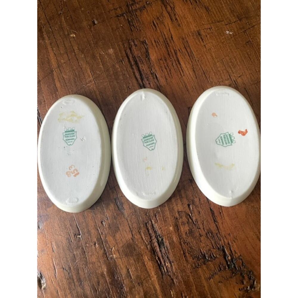 Danmark Porcelain Denmark Floral Trinket Dishes Set of 3 Gold Rim Oval Ring Dish - Picture 4 of 9